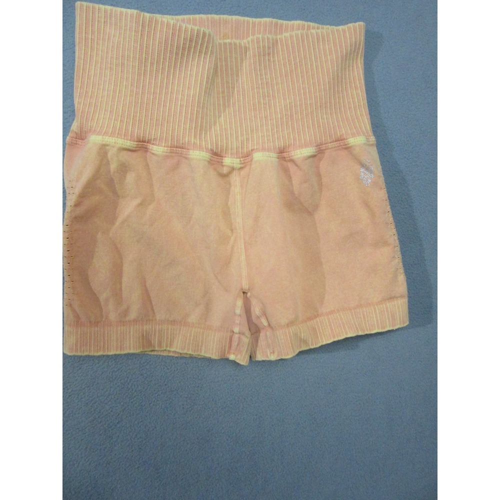 Free People Shorts Womens 22 Orange Ribbed Knit Good Karma Running High Waisted